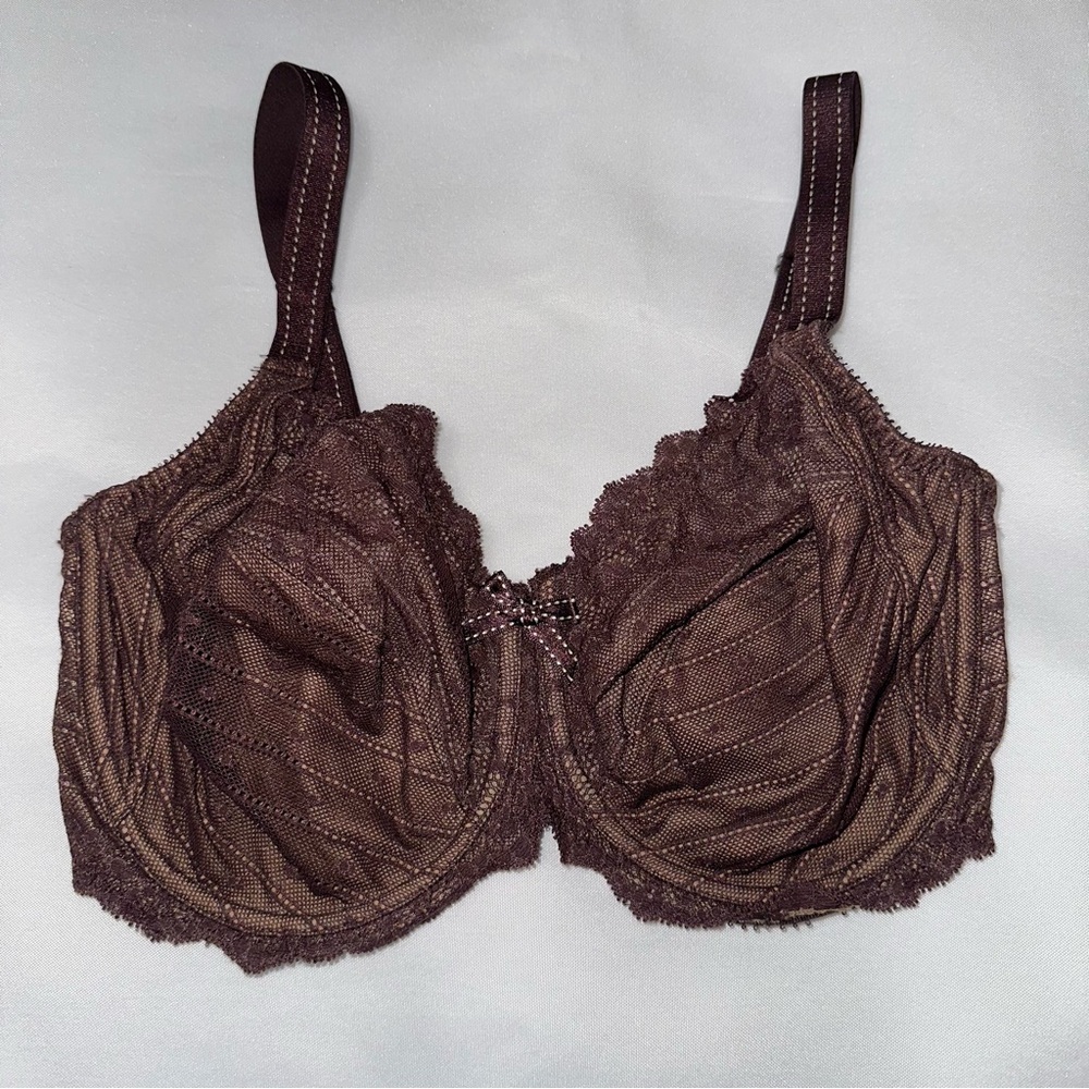 Chantelle Elegant Lace Underwire Bra‎ - Brown 32DDDD